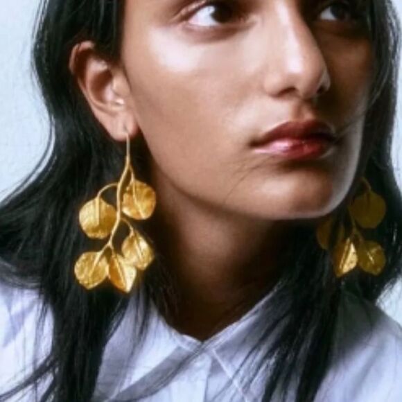 Bohemian leaf drop earrings M116 - Picture 1 of 4